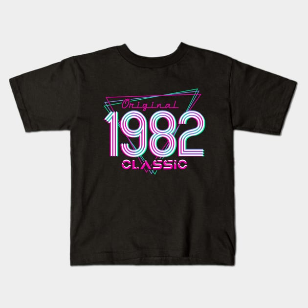 Born In 1982 Throwback Birthday Kids T-Shirt by PinkInkArt